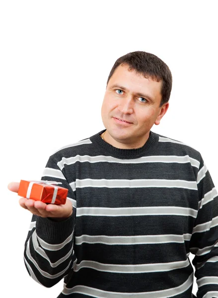 Man  holding  gift — Stock Photo, Image