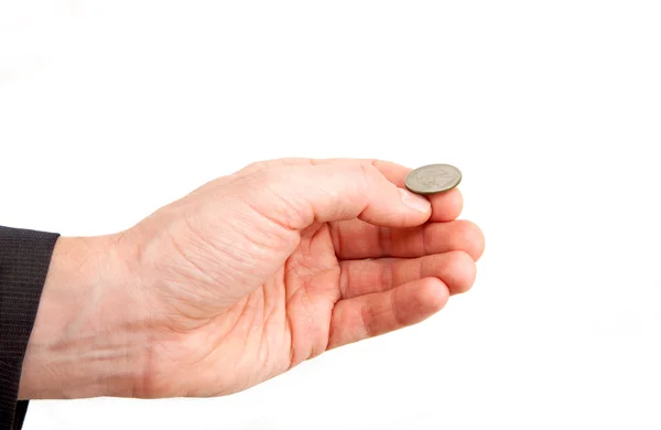 Hand tosses   coin — Stock Photo, Image