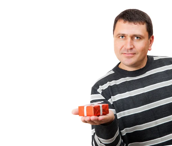 Man  holding  gift — Stock Photo, Image