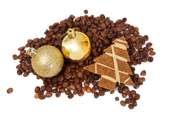 Koffie met kerstversiering — Stockfoto