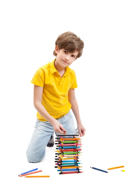 Boy with pencils — Stock Photo, Image