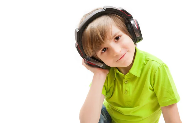 Chlapec sluchátka — Stock fotografie