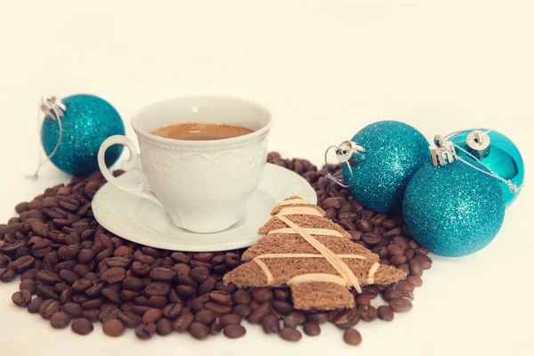 Coffee and christmas decorations — Stock Photo, Image