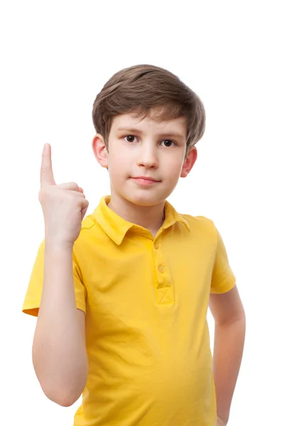 Boy making attention gesture — Stock Photo, Image