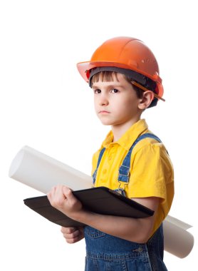 Kask planı ile küçük çocuk