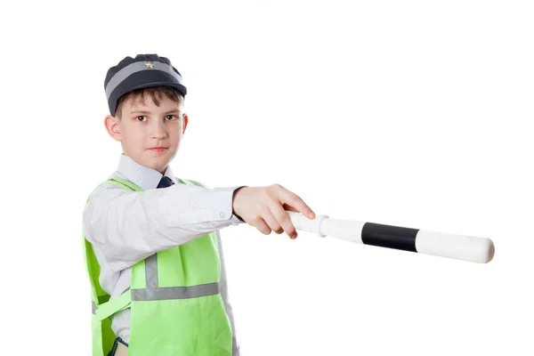 Junge im Polizeiauto — Stockfoto