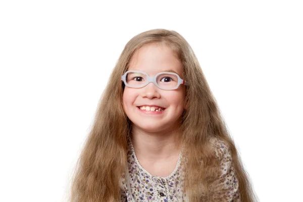 Sorridente ragazza in occhiali — Foto Stock