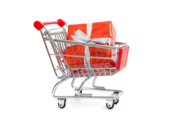Present  in shopping cart — Stock Photo, Image