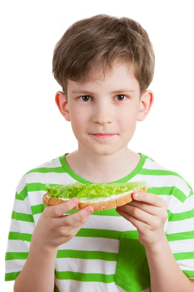 Chico sostiene dieta sandwich — Foto de Stock