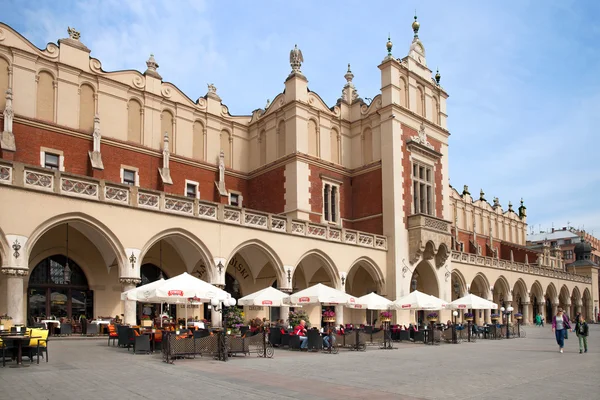 Café de la calle en Cracovia Paño Hall — Foto de Stock