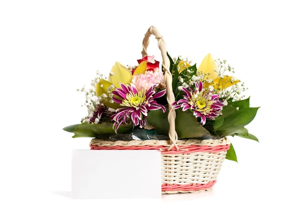 Flowers and  greeting card — Stock Photo, Image