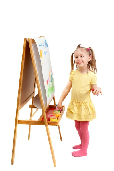 Young fingers artist at drawing easel — Stock Photo, Image