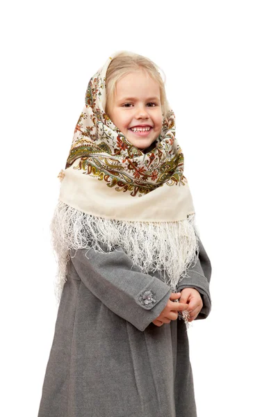 Girl in traditional Russian kerchief — Stock Photo, Image