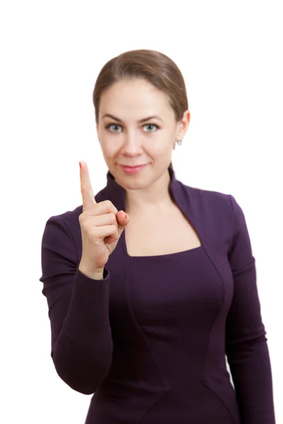 Business woman with raised  finger — Stock Photo, Image