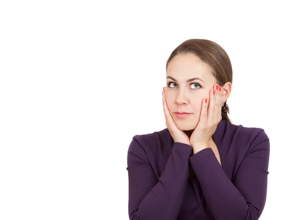 Sad girl with hand on her face — Stock Photo, Image