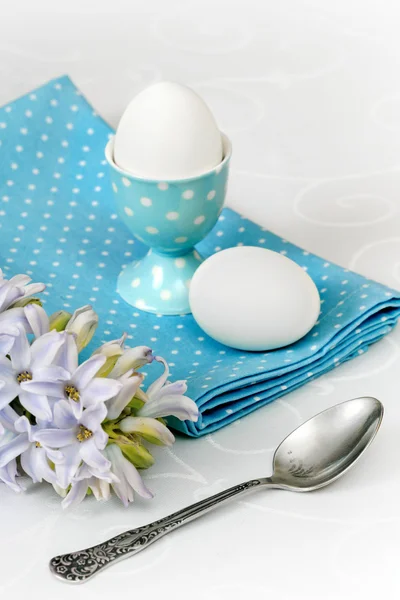 Yumurta ve çiçek açan sümbül — Stok fotoğraf