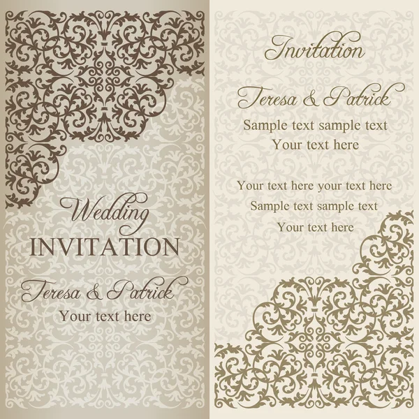 Invitation de mariage baroque, patine — Image vectorielle