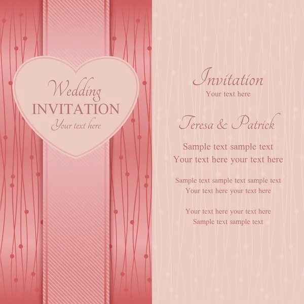 Modern wedding invitation, pink — Stock Vector