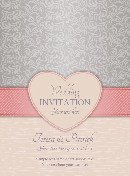 Modern düğün davetiyesi, pembe ve gümüş