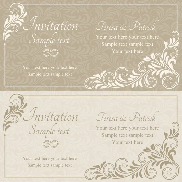 Invitation baroque, beige — Image vectorielle