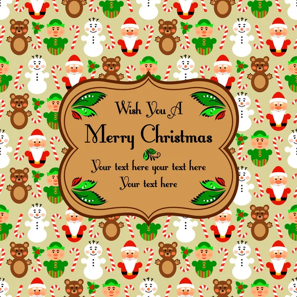 Weihnachtskarte nahtlos mit Schriftzeichen, beige — Stockvektor