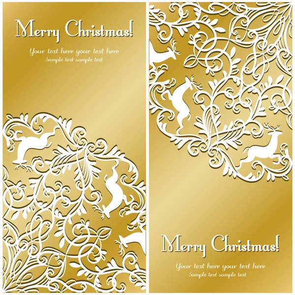 Weihnachtsgrußkarte mit Schneeflocke und Hirsch — Stockvektor