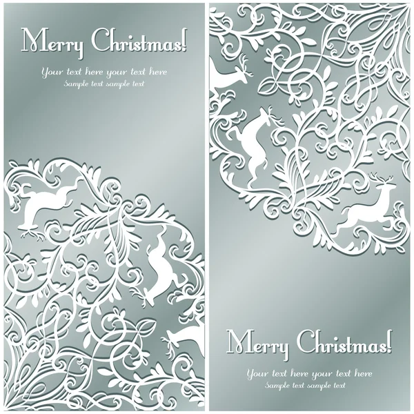 Weihnachtsgrußkarte mit Schneeflocke und Hirsch — Stockvektor