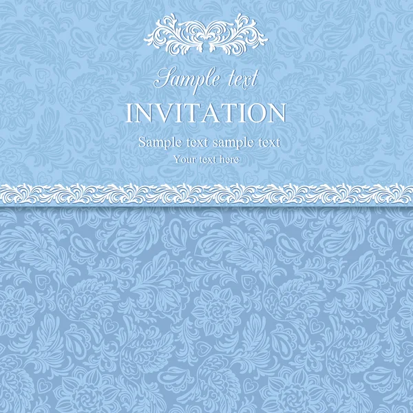 Invitación antigua, azul — Vector de stock