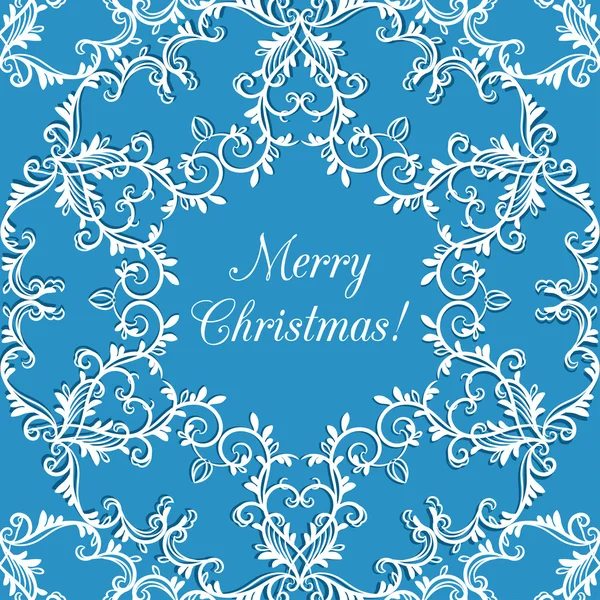 Tarjeta de felicitación de Navidad con copo de nieve, azul — Vector de stock