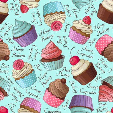 Cupcake desen, mavi