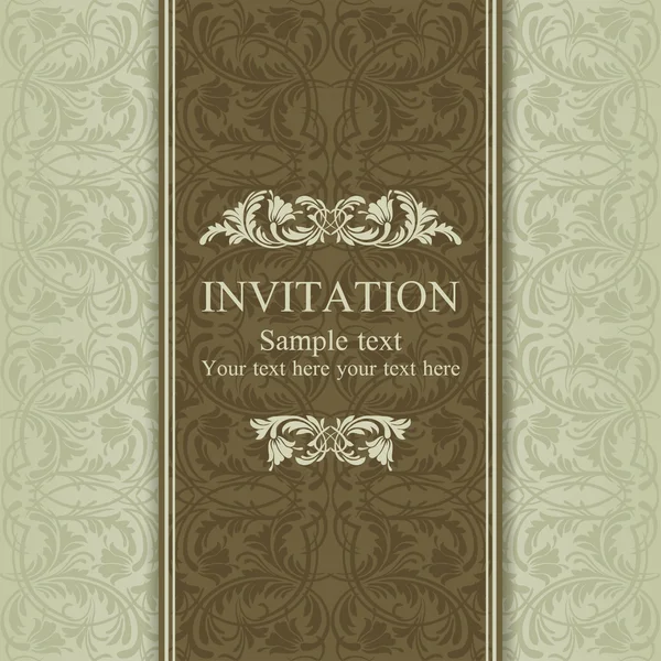 Invitation baroque, marron et beige — Image vectorielle