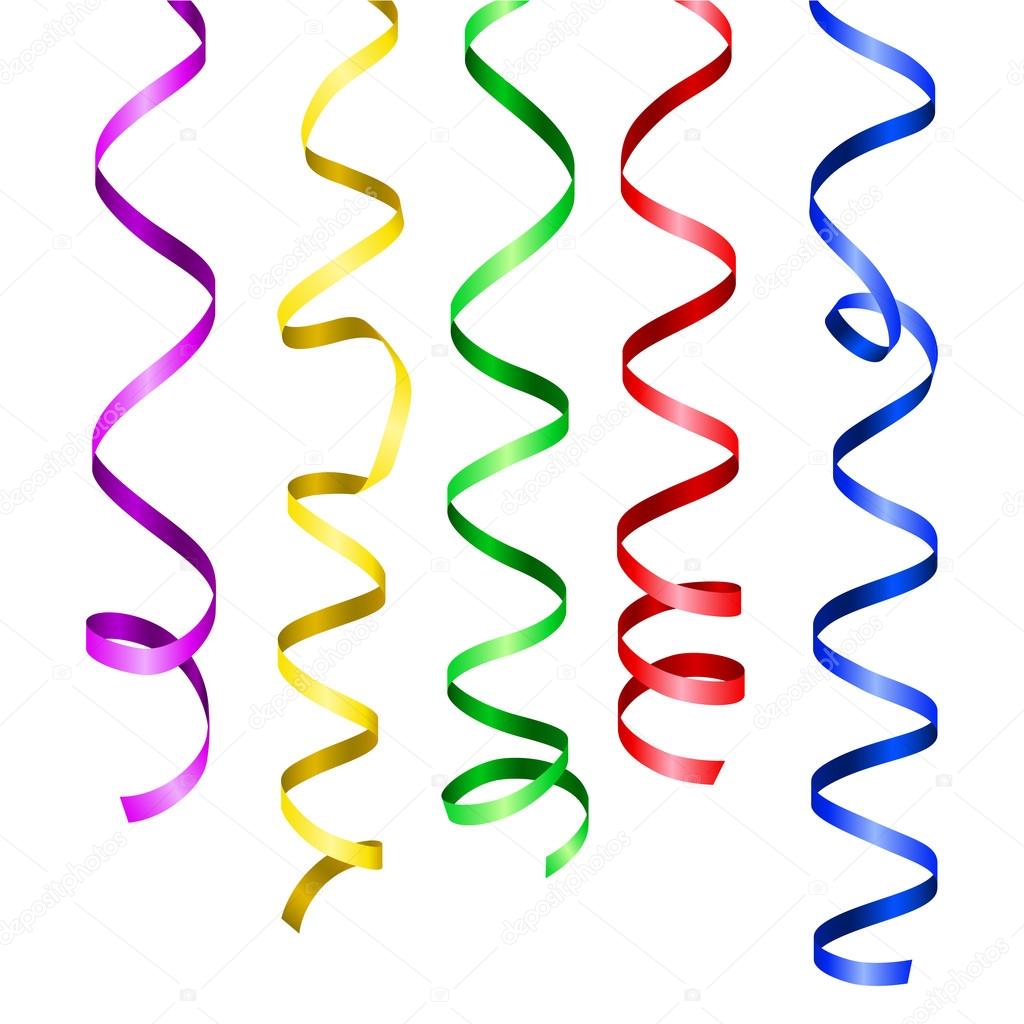 Colorful confetti ribbon serpentine set