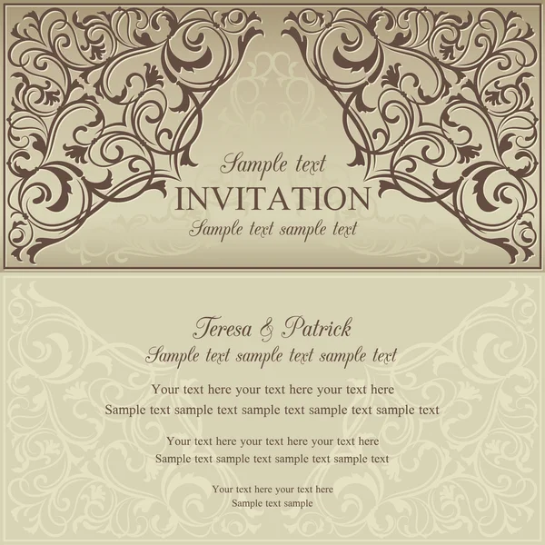 Invitación Oriente, marrón y beige — Vector de stock