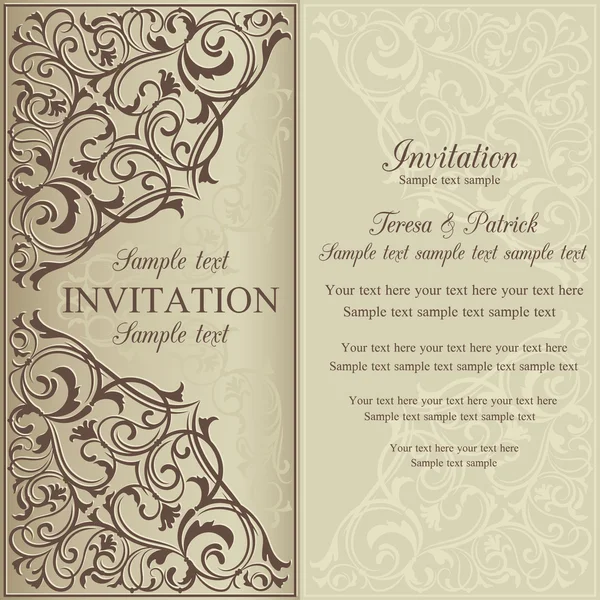 Invitación Oriente, marrón y beige — Vector de stock