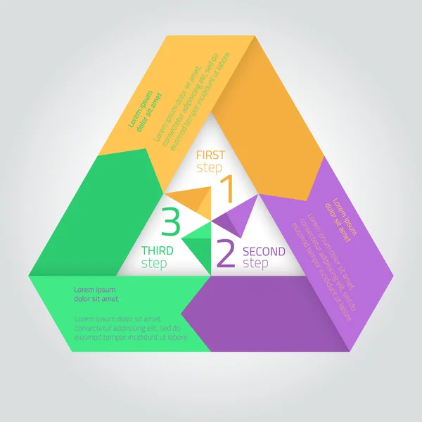 Modèle de triangle infographique plat avec flèches — Image vectorielle