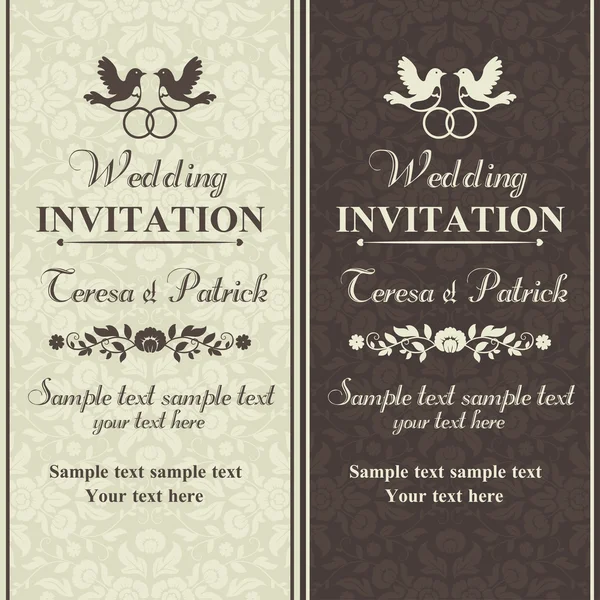 Invitation de mariage baroque, marron et beige — Image vectorielle