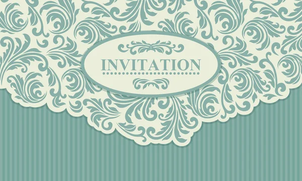 Invitation de mariage baroque, bleu et beige — Image vectorielle