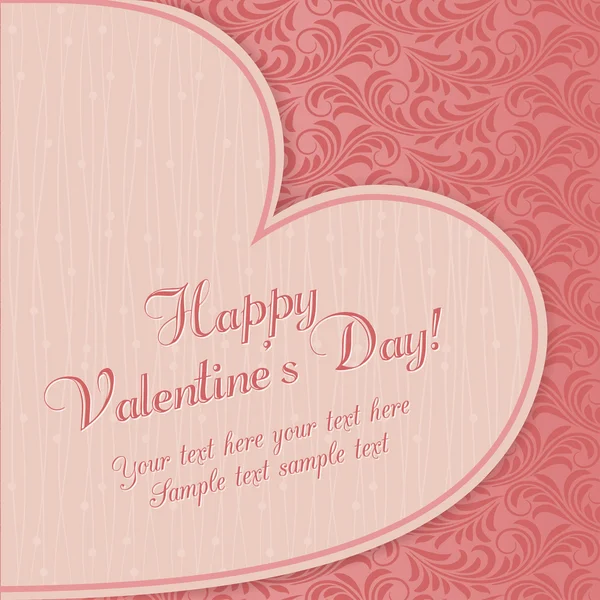 Cartão dos Namorados com grande coração, rosa —  Vetores de Stock