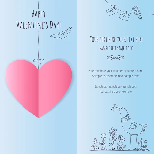 Valentin-kártyát, szívvel és kézzel — Stock Vector