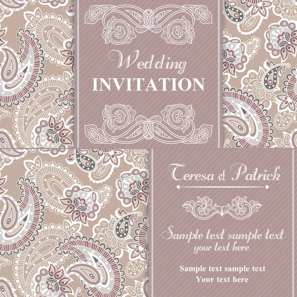Invitación de boda en estilo beige — Vector de stock