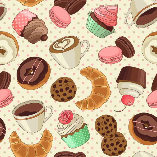 Kurabiye ve kahve desen, açık sarı