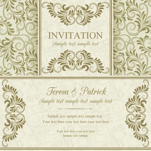 Invitation baroque, or et beige — Image vectorielle