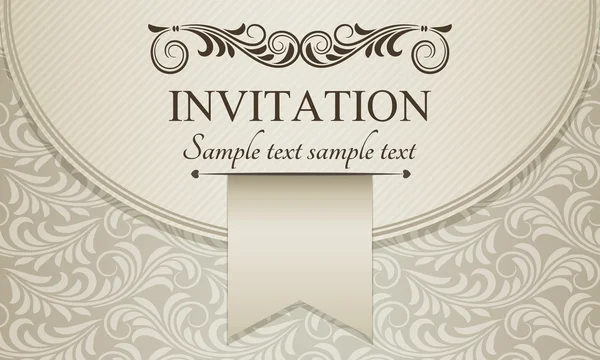 Baroque invitation, brown and beige — Stock Vector