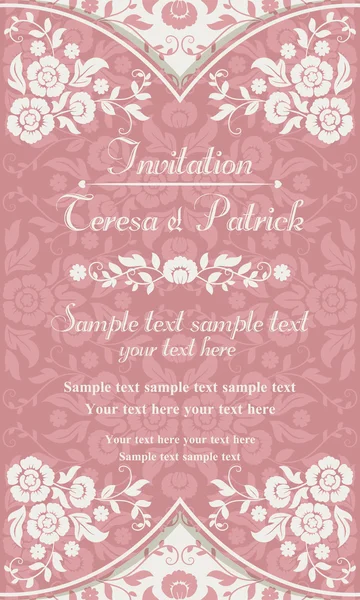 Baroque invitation, pink and beige — Stock Vector