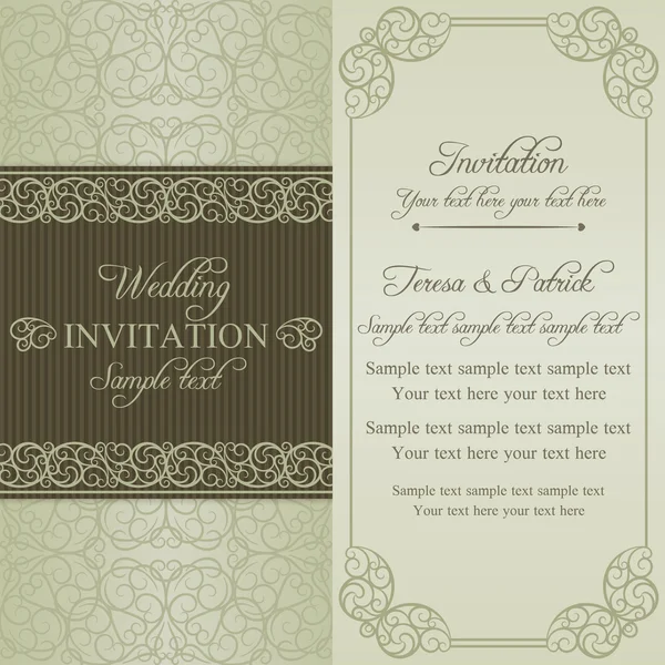 Invitación de boda barroca, oro opaco — Archivo Imágenes Vectoriales