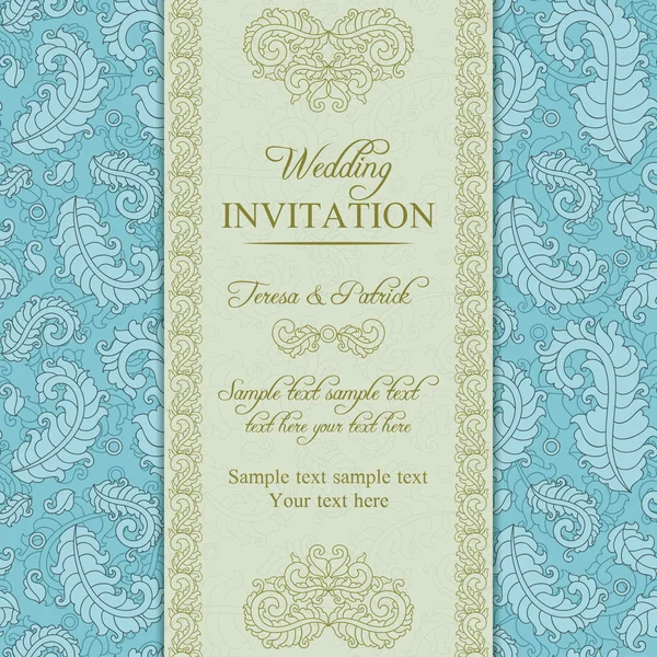 Invitación de boda en estilo azul y beige — Archivo Imágenes Vectoriales