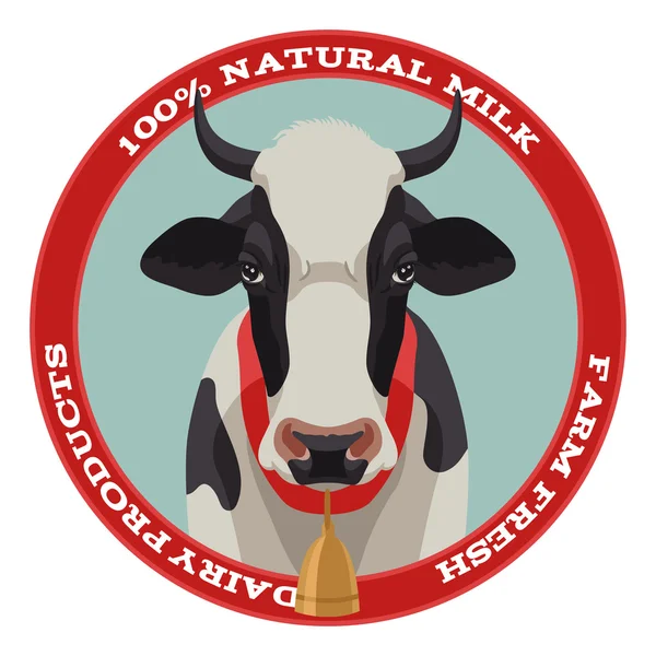Cow label, red style — Stock Vector