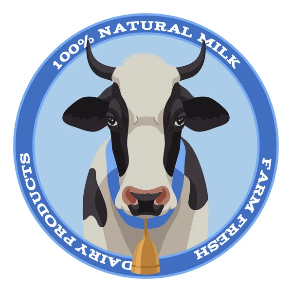 Cow label, blue style — Stock Vector