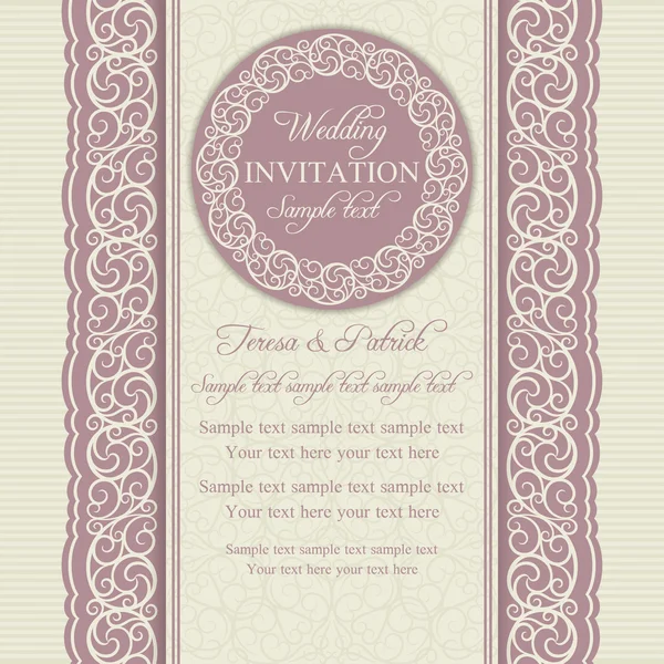 Barok düğün davetiyesi, pembe ve bej