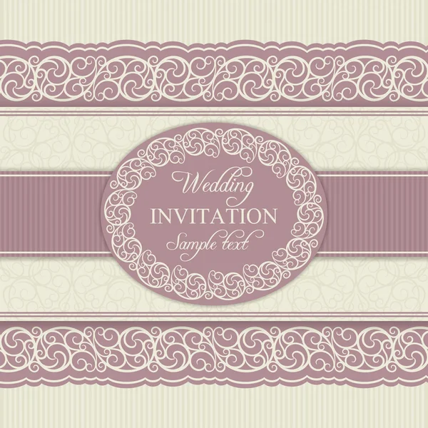 Invitación de boda barroca, rosa y beige — Vector de stock